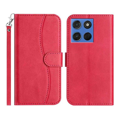 Moto G 2025 / Moto G 2026 Dual-Folded S-shape Leather Phone Case - Rose Red